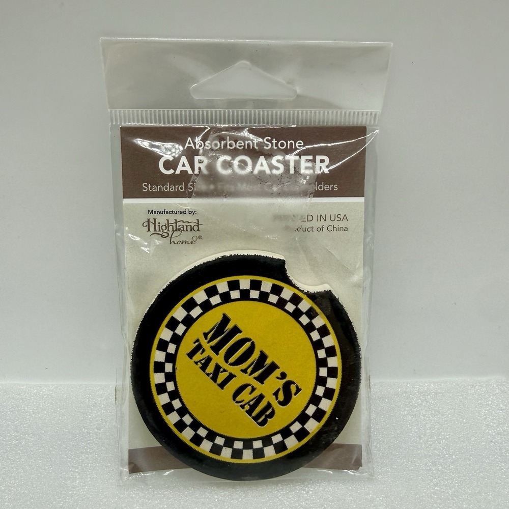 Highland Home Absorbent Stone Car Coaster Mom's Taxi Cab Theme‎